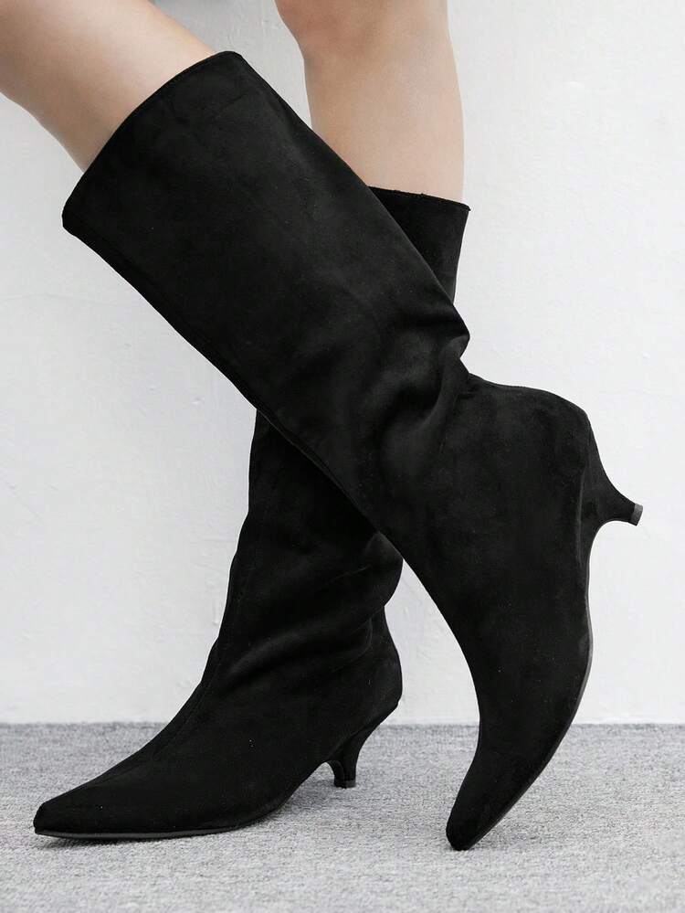 CUCCOO BIZCHIC Women's Fashionable Versatile Commuter Low Heel Knee-High Boots For Christmas