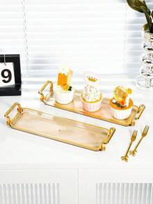 2pcs, Plastic Tray, Household Table Tray, Dim Sum Tray, Candy Simple Tray - Clear - View 7