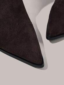 Styleloop 女士尖头休闲百搭时尚高跟踝靴 - 咖啡棕 - 查看 4