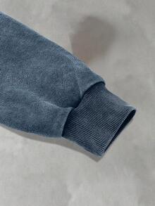 PAVTROS 男士休闲复古连帽卫衣，秋冬季 - 藍色 - 查看 4