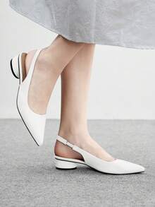 CUCCOO BIZCHIC Giày cao gót mũi nhọn thanh lịch dành cho nữ, thiết kế tối giản cho việc đi lại - trắng - Xem 6