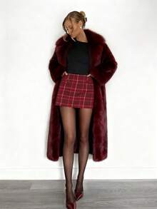 Siren Gaze's Christmas, New Year's Day, And Valentine's Day, Red Plaid,Christmas  New Year Clothes  Women's Plaid Mini Casual Versatile Skirt - Red - View 1