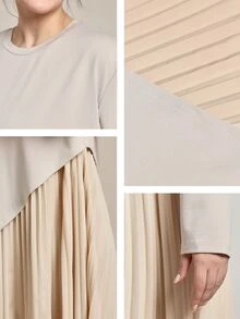 Momelise Robe décontracté à manches longues 2 en 1 grande taille - Nude - Voir 8