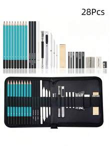 28/51/72件套绘画素描套装 - 专业美术用品 - 包括水彩、石墨、彩色颜料、金属色颜料、粉彩、炭笔 - 彩色 - 查看 3