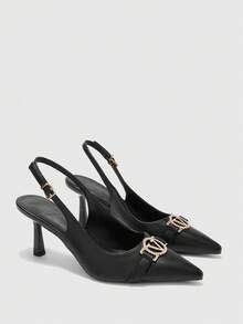 CUCCOO CHICEST Women's Pointed Toe Buckle Design Everyday Versatile Fashion High Heels - Black - View 2