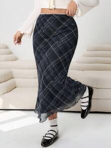 Solflare 大码女式夏季格纹半身裙