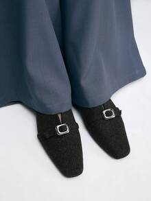 Mnmlis 女士休闲简约日常通勤百搭平底鞋 - 黑色 - 查看 7