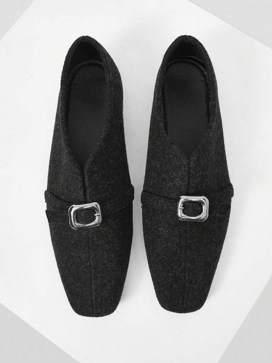 Mnmlis 女士休闲简约日常通勤百搭平底鞋 - 黑色 - 查看 1