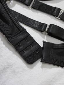 AltCore Women's Punk Ring Linked Underwire Garter Lingerie Set - Black - View 2