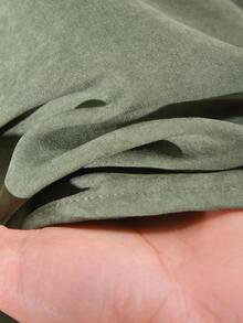 CosyJoli Plus Size Women Casual Solid Color Ruffle Hem Blouse - Green - View 6