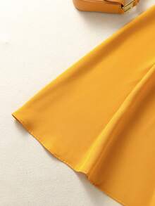 Lunelith SHEIN Lunessa Women's Minimalist Puff Sleeve With Side Pocket Summer Dress - Yellow - View 8