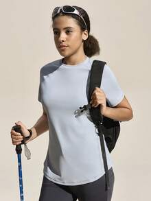 Exploreva Women's Outdoor Short - Sleeve Sports T - Shirt With More Comfortable And Skin - Friendly Stitching, Suitable For Outdoor Sports, Running, Fitness And Yoga. - Grey - View 4