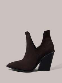 Styleloop 女士尖头休闲百搭时尚高跟踝靴 - 咖啡棕 - 查看 2