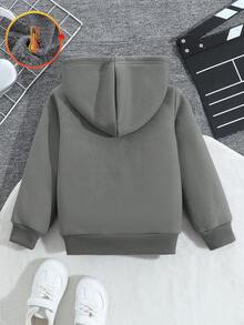 SHEIN Jaket Anak Laki-Laki, Lapisan Termal yang Nyaman, Gaya Kasual Modis, Cocok untuk Bermain di Luar Ruangan - Grey - View 2