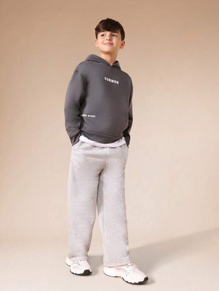 Charcoal Hoodie With Mock Tshirt Hem