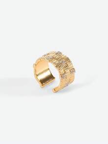 Opalesca 1 chiếc nhẫn hở bản rộng sang trọng bằng kim loại đồng dành cho nữ, kiểu dáng cao cấp, phù hợp cho nữ đeo hàng ngày, phối đồ, phong cách cổ điển, phụ kiện cưới, trang sức phương Tây, phong cách thần tiên/cổ tích, đính ngọc trai, thích hợp cho mùa thu đông. - Nhiều màu - Xem 4