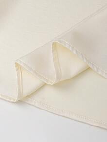 GlowEve 女士休闲泡泡雪纺金属扣衬衫，不对称领口上衣，适合通勤和聚会穿着 - 杏色 - 查看 5