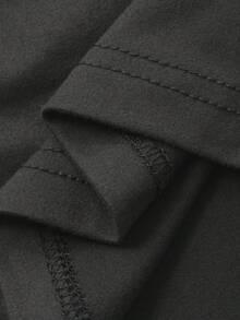 DAZY Kaos Kasual Wanita Warna Polos Leher Bulat Lengan Panjang Potongan Pendek Pas Badan Gaya Y2K - Dark Grey - View 7