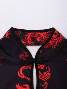 Sunspun 大码夏季镂空旗袍领开衩修身迷你连衣裙 - 彩色 - 查看 4