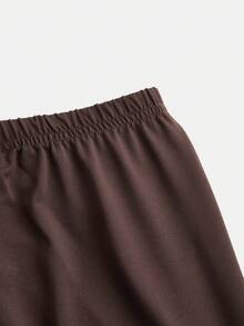 SHEIN Tween Girls' Casual Oblique Shoulder Short Sleeve Fitted T-Shirt Set