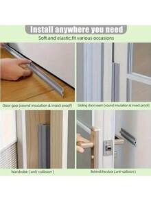 10m/8m/6m/4m/2m Self-Adhesive Weather Stripping Seal Strip - Plastic Door And Window Sealant For Wind, Dust, Heat, And Noise Insulation - Easy Installation(Grey) - Grey - View 6