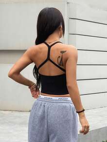 Dewbera Women's Seamless Yoga Sports Bra Wireless Fitness Crop Top Sports Top Running Bra Crop Top Gym - Black - View 8