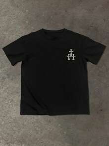 Manfinity EMRG Áo thun nam in chữ thập và chữ thường, mùa hè - màu đen - Xem 3