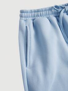 SHEIN Girlism TEENGIRL Blue Hooded Two Pieces Set, Zip-Up Jacket And Relaxed Fit Pants, Collegiate Style Outfit, Back To School, Street Wear Blue Outfit Blue Outfit Set Teen Baby Blue Outfit Girls Blue And White Set Teen With Sweater Pastel Blue Teen Outfits - Blue - View 4