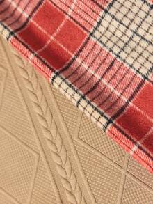 Momelise Plus Size Jacquard Plaid Patchwork Crew Neck Pullover Loose Casual Sweatshirt For Women - Khaki - View 9