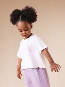 SUMWON Star Detail Wide Leg Jogger Set With Graphic T-Shirt Casual Comfortable Co-Ord Outfit For Everyday Wear Vacation - Purple - View 7