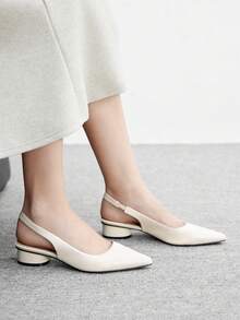 CUCCOO BIZCHIC Zapatos de tacón de punta elegantes para mujer, diseño minimalista para ir al trabajo - Albaricoque - Ver 6
