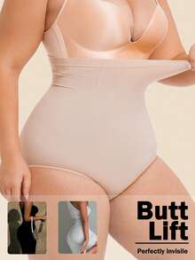Women's Plus Size Seamless Tummy Control Triangle Panties Shapewear Bottoms, 1pc - Apricot - View 5