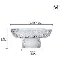 1pc Hammered Glass Fruit Plate Home Living Room Snacks Candy Plate Dry Fruit Plate Creative Snack Plate - Clear - View 8
