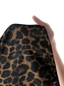 SHEIN Frenchy Women's Dark Brown Leopard Print Graphic Tee,Seksi Chic Fitted Long Sleeve T-Shirt,Autumn Night Out Fashionable Knit Base Layer For Winter & Spring - Brown - View 7