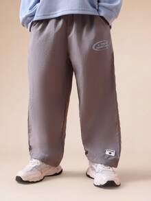 SUMWON 男童华夫格针织长袖上衣搭配直筒裤两件套休闲套装，东京日本印花设计