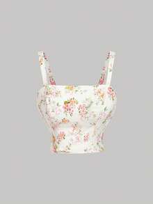 SHEIN MOD Conjunto de 2 peças Feminino Floral Miúdo Camisole e Saia, Conjunto Romântico de Férias. Floral Creme Duas Peças, Rosa Amarelo Verde Romântico, Conjuntos de Verão, Conjuntos de Férias de Verão, Saia Longa de Festa, Conjuntos Casuais Femininos, Saia Floral Feminina - Multicolorido - Visão 8