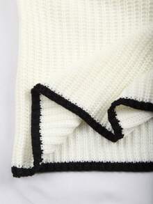 Franclia 加大码女式针织休闲套头毛衣，时尚喇叭袖蝴蝶结装饰百搭