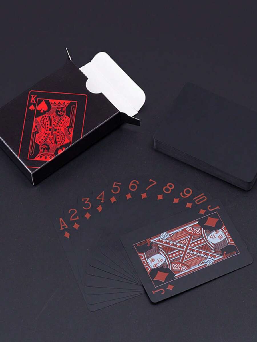 豪华扑克牌 - 防水 - 魔术和派对娱乐的理想之选，PVC材质更适合派对使用，创意玩具，卡牌和扑克系列，德州扑克 - 黑紅 - 查看 1