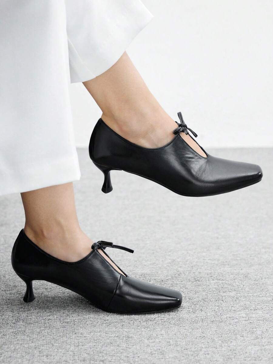 CUCCOO BIZCHIC Giày cao gót buộc dây thanh lịch dành cho nữ - màu đen - Xem 1