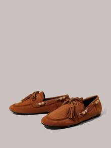 Styleloop 女士休闲纯色舒适平底鞋，适合日常通勤 - 棕色 - 查看 3