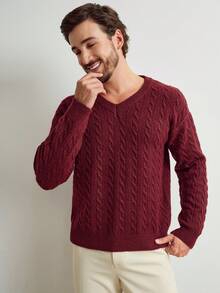 Manfinity CityGents 男士休闲V领长袖针织衫，秋冬季百搭单品