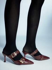 Sugerpunk Women's Fashion Pointed Toe High Heel Pumps For Christmas - Burgundy - View 3