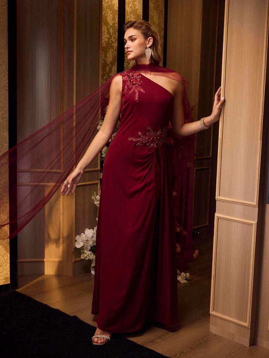 MOTF WOMEN'S ELEGANT SEQUIN EMBROIDERY COCKTAIL DRESS