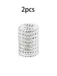 2/6/12/30/50PCS Diamond Napkin Rings Set, Luxury Rhinestone Napkin Holders For Christmas Wedding Dinner Party, Elegant Table Decorations For Anniversary Birthday Festival Holiday, Premium Hook & Loop Design, DIY Crafts, Gift For Women - Silver - View 11