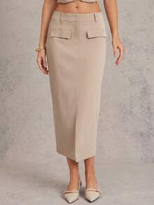 L'Amorae 女士细条纹铅笔裙商务休闲办公室装 - 彩色 - 查看 5