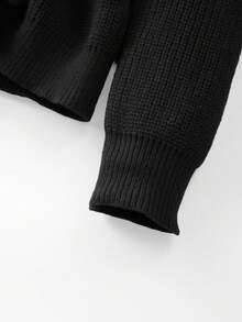 GlowEve CURVE Cardigan lavorato a maglia di taglia grande per donna, in inverno, semplice e alla moda, con bottoni, di colore unito - nero - Visualizzare 5