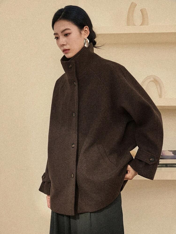 Women's Casual Loose Fit Single-Breasted Long Sleeve Jacket, Autumn/Winter Women Coats Business Casual Woman