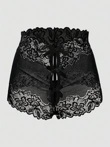 SHEIN One-Piece Lace Women Sexy Open Crotch Panties Lingerie For Going Out - Black - View 1