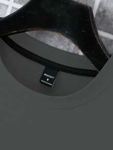 Manfinity Homme Camiseta de manga corta casual y versátil con cuello redondo y estampado de letras para hombres - Gris - Ver 6