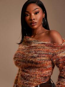 Radiana 大码女装秋冬春夏条纹不对称下摆长袖修身时尚T恤，毛绒材质，适合休闲、日常穿着，百搭，街头风，Coachella音乐节、西部风、音乐节、复古风、极简风、演唱会、嘉年华派对、度假、外出、假期、假日、约会、聚会、生日、单身派对、休闲、锐舞派对、简约风、时尚风、俱乐部风、可爱风、休闲风、购物、街头风、外出、Y2K风，易于搭配，显瘦，凸显身材，修饰身形 - 彩色 - 查看 12